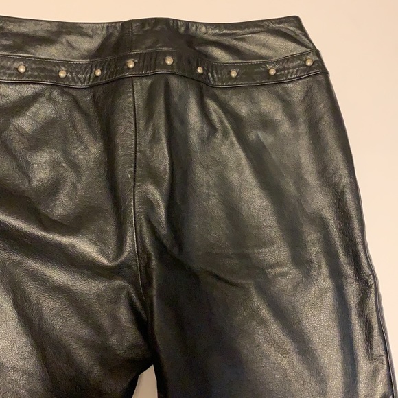 RALPH Ralph Lauren Vintage Black Leather Studded Flare Pants - Women’s Size 2 - Picture 9 of 13